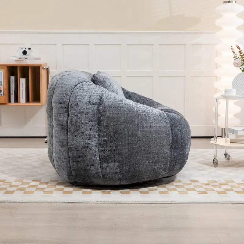 Canapé deux places moderne gris en chenille, chaise longue
