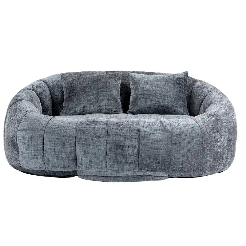 Canapé deux places moderne gris en chenille, chaise longue