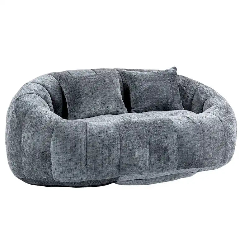 Canapé deux places moderne gris en chenille, chaise longue