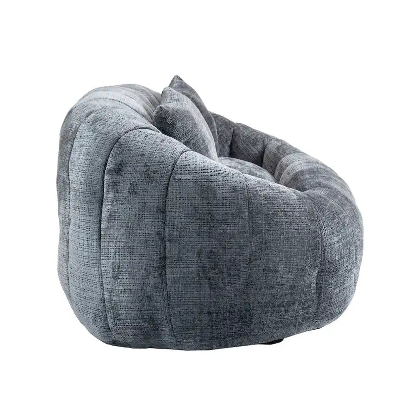 Canapé deux places moderne gris en chenille, chaise longue