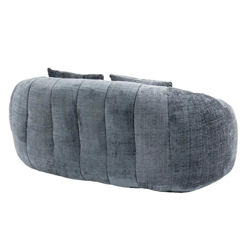Canapé deux places moderne gris en chenille, chaise longue