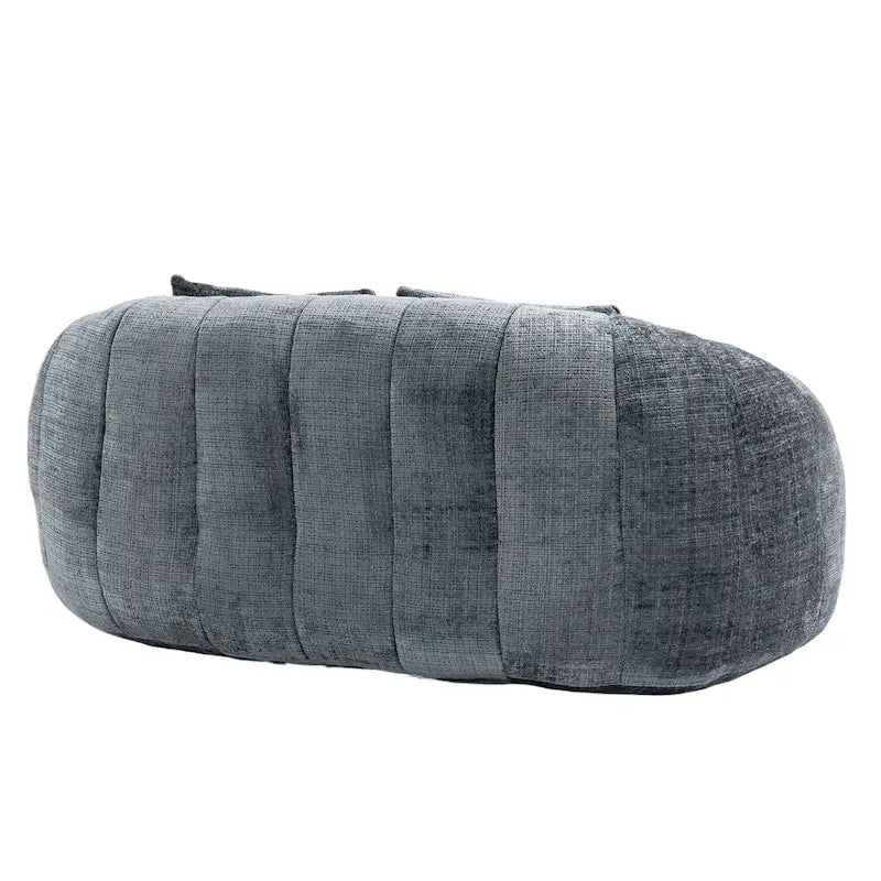 Canapé deux places moderne gris en chenille, chaise longue