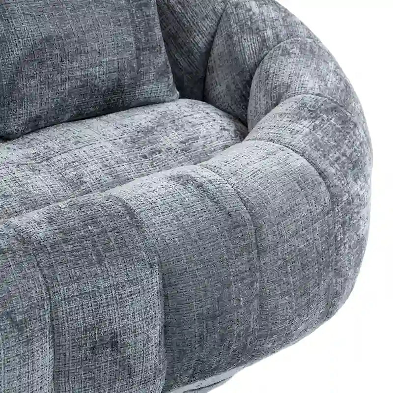 Canapé deux places moderne gris en chenille, chaise longue