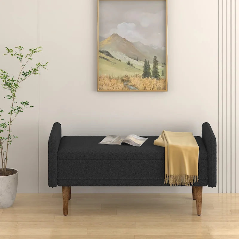 Tabouret de rangement en velours Teddy au design moderne, bancs de chambre