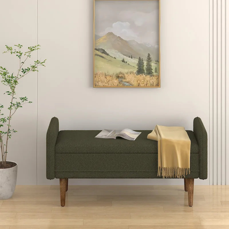 Tabouret de rangement en velours Teddy au design moderne, bancs de chambre