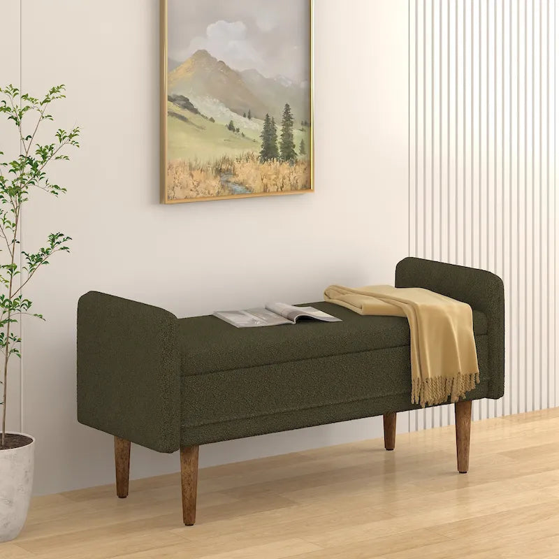 Tabouret de rangement en velours Teddy au design moderne, bancs de chambre