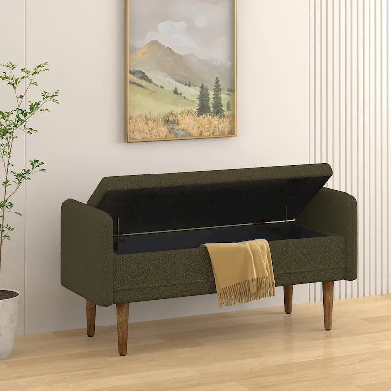 Tabouret de rangement en velours Teddy au design moderne, bancs de chambre