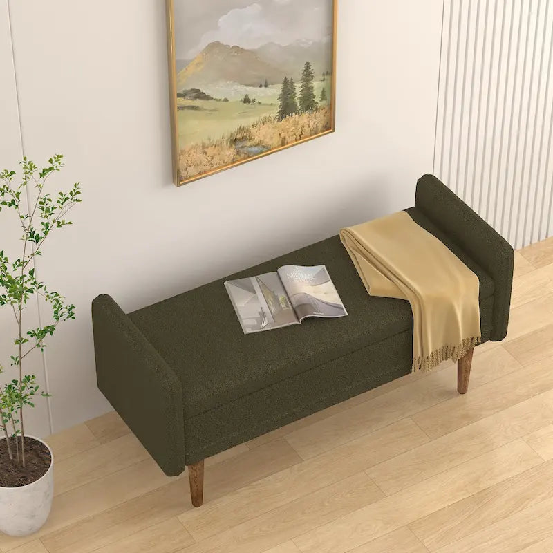 Tabouret de rangement en velours Teddy au design moderne, bancs de chambre