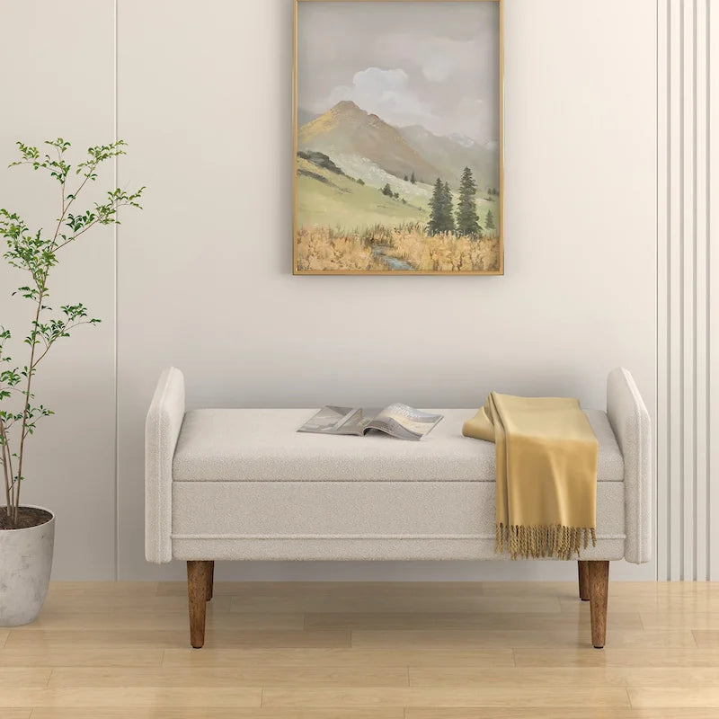 Tabouret de rangement en velours Teddy au design moderne, bancs de chambre