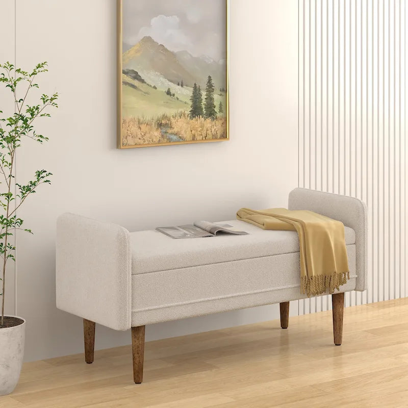 Tabouret de rangement en velours Teddy au design moderne, bancs de chambre