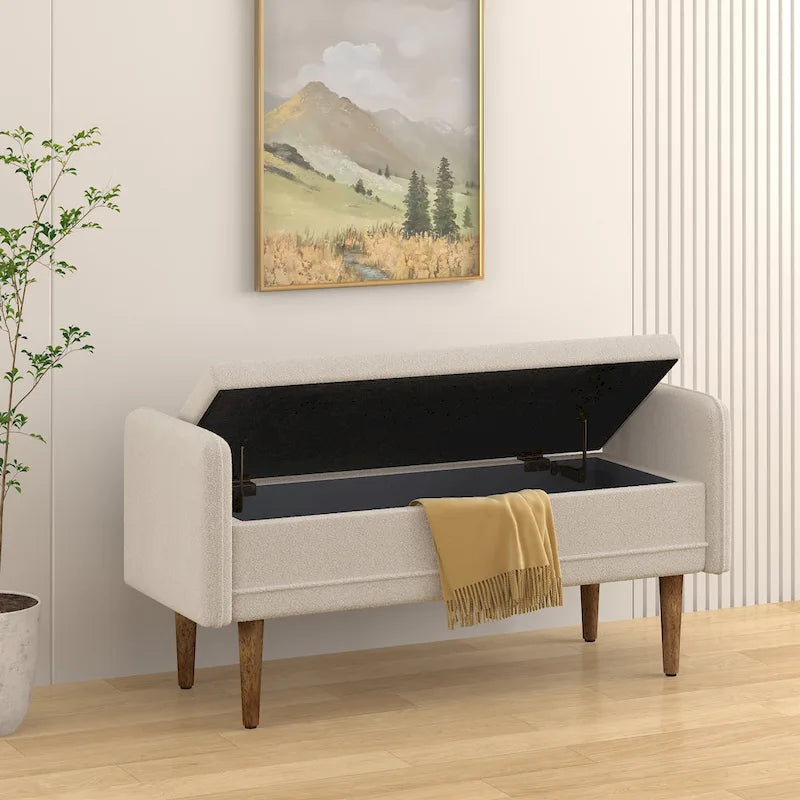 Tabouret de rangement en velours Teddy au design moderne, bancs de chambre
