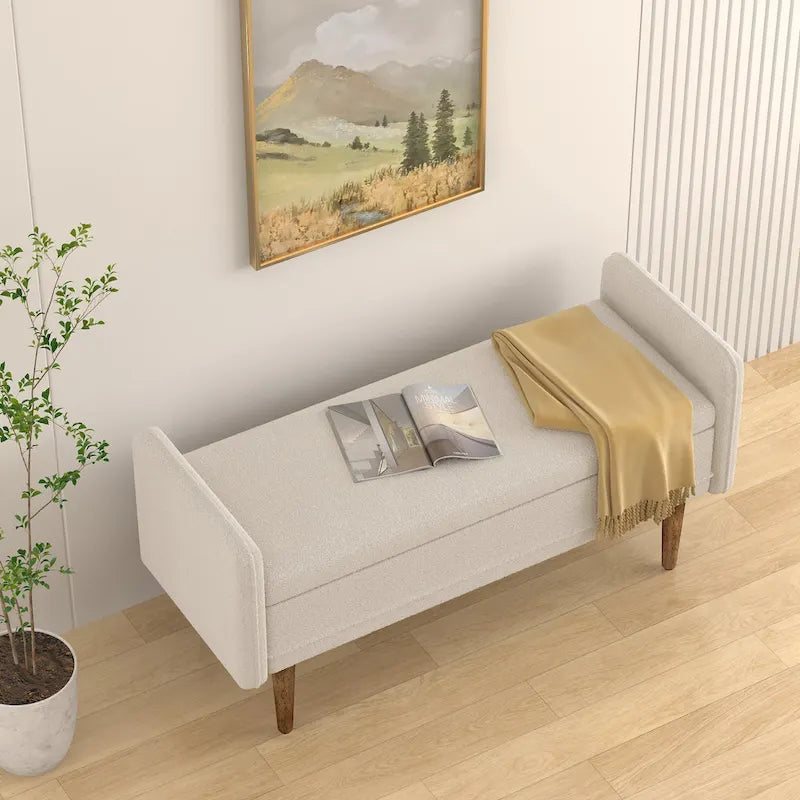 Tabouret de rangement en velours Teddy au design moderne, bancs de chambre