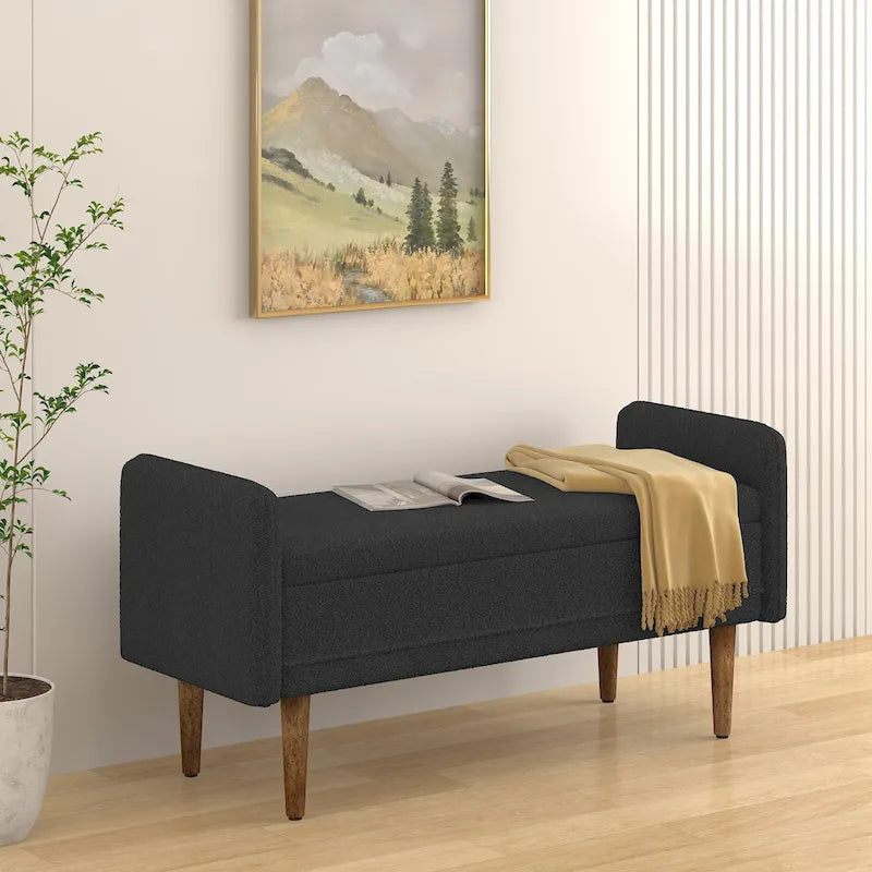 Tabouret de rangement en velours Teddy au design moderne, bancs de chambre