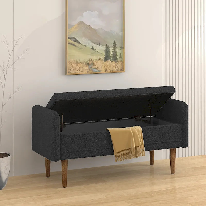 Tabouret de rangement en velours Teddy au design moderne, bancs de chambre