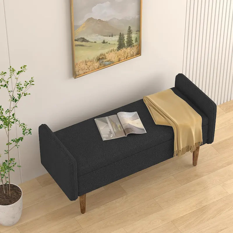Tabouret de rangement en velours Teddy au design moderne, bancs de chambre