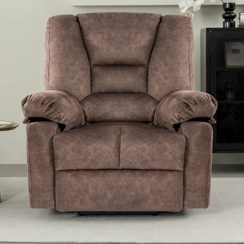 Fauteuil inclinable électrique en velours marron, massage, chauffage, poches, 8 points