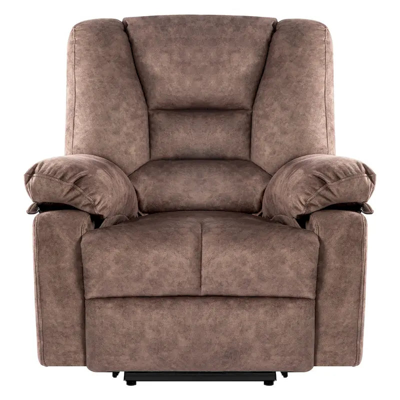 Fauteuil inclinable électrique en velours marron, massage, chauffage, poches, 8 points