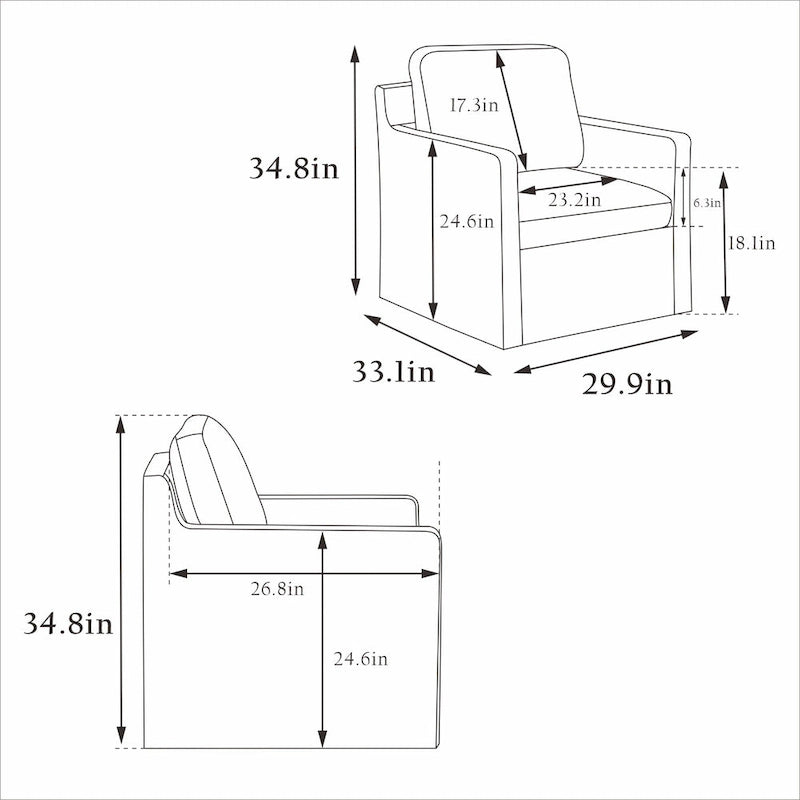 Fauteuil pivotant en chenille avec coussin amovible (29,92 €)