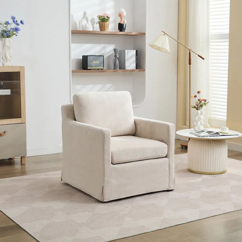 Fauteuil pivotant en chenille avec coussin amovible (29,92 €)
