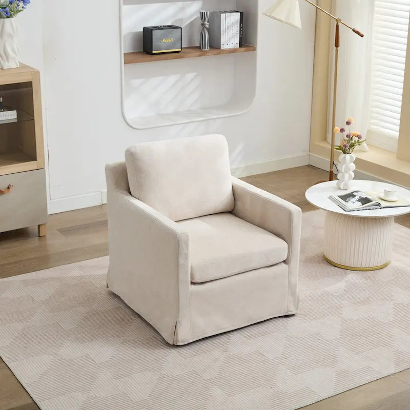 Fauteuil pivotant en chenille avec coussin amovible (29,92 €)