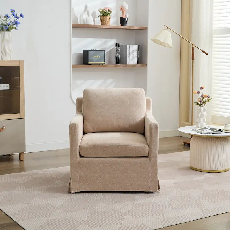 Fauteuil pivotant en chenille avec coussin amovible (29,92 €)
