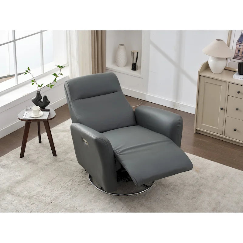 Fauteuil inclinable pivotant en similicuir, dossier ergonomique, ports USB