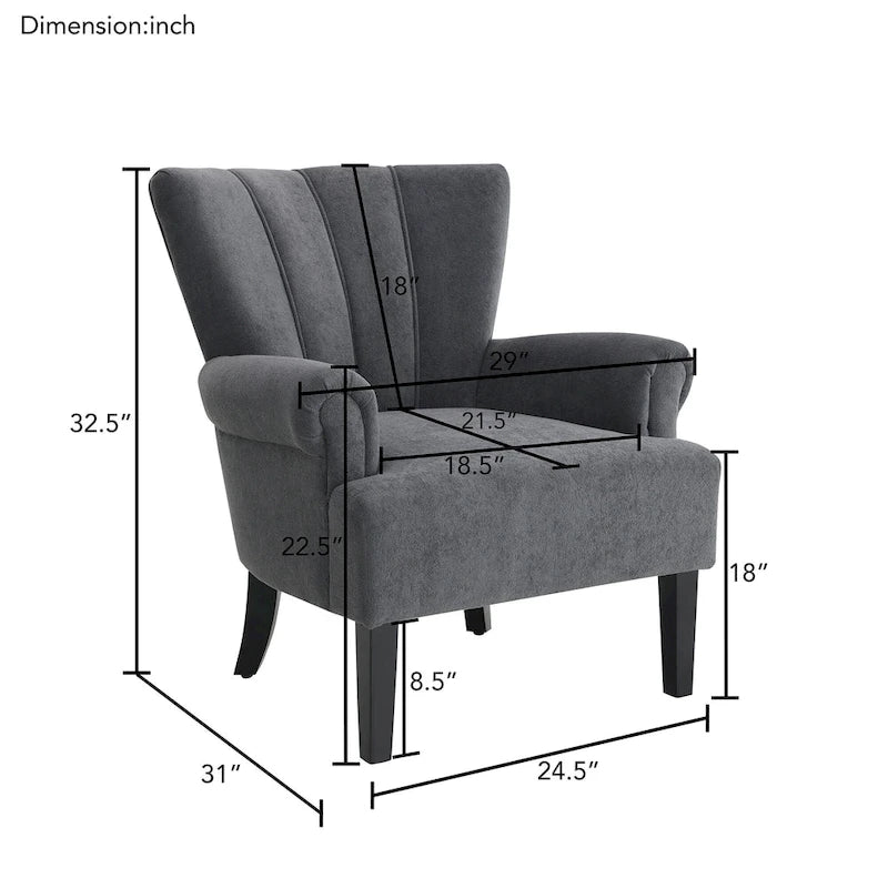 Fauteuil rembourré de 29 pouces avec dossier capitonné en mousse haute densité