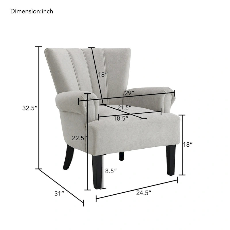Fauteuil rembourré de 29 pouces avec dossier capitonné en mousse haute densité