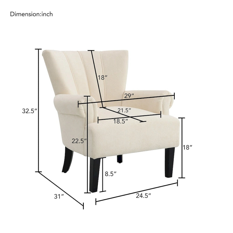 Fauteuil rembourré de 29 pouces avec dossier capitonné en mousse haute densité