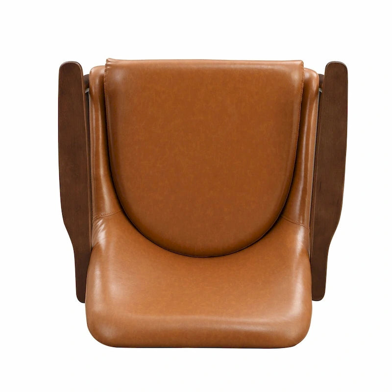 Fauteuil de détente moderne en similicuir PU, structure en bois massif, style milieu du siècle