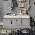 Banc de rangement avec 2 tiroirs et 2 placards, banc à chaussures avec coussin amovible pour salon