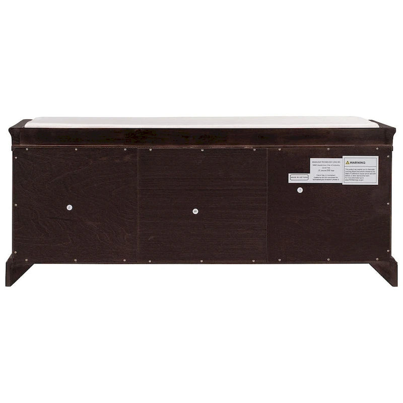 Banc de rangement rembourré de style campagnard avec 2 tiroirs et 2 placards