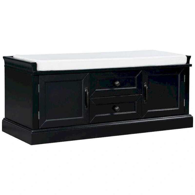 Banc de rangement rembourré de style campagnard avec 2 tiroirs et 2 placards
