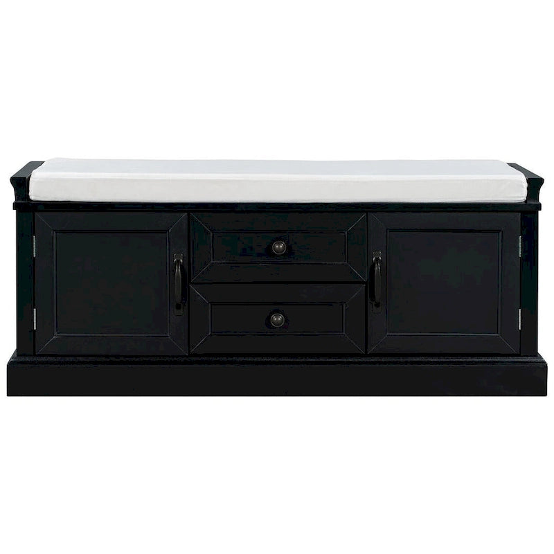 Banc de rangement rembourré de style campagnard avec 2 tiroirs et 2 placards