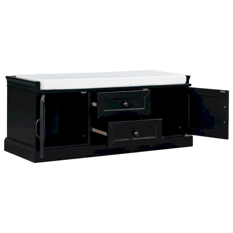 Banc de rangement rembourré de style campagnard avec 2 tiroirs et 2 placards