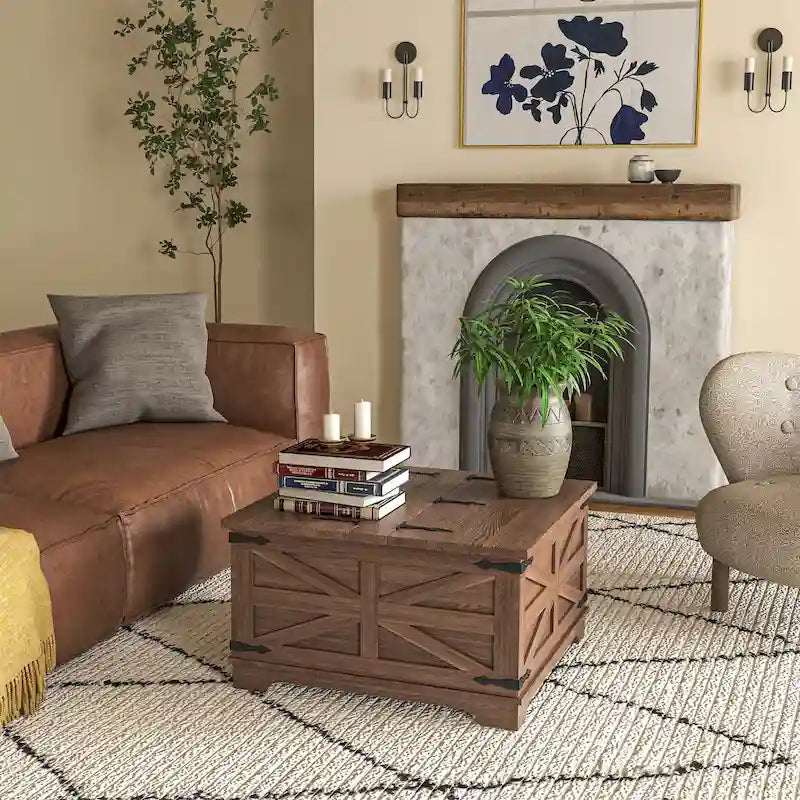 Table basse de style campagnard avec rangement