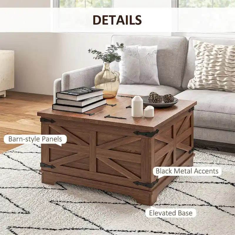 Table basse de style campagnard avec rangement