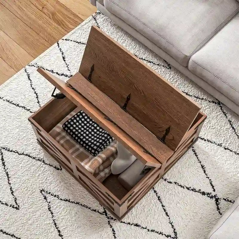 Table basse de style campagnard avec rangement