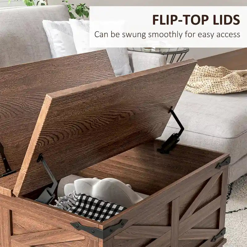 Table basse de style campagnard avec rangement