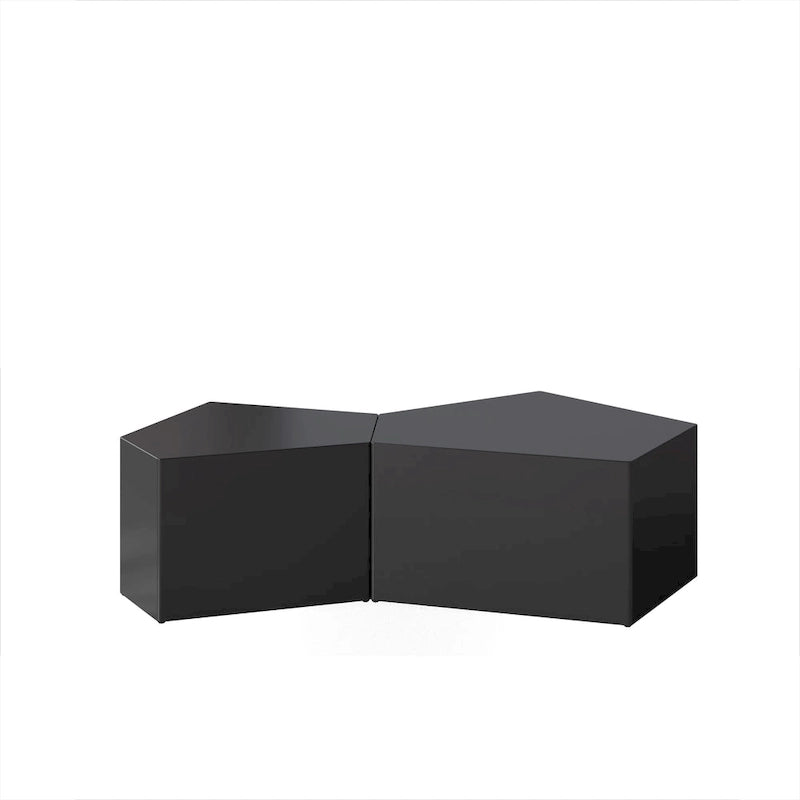 Ensemble de tables basses gigognes pentagonales irrégulières, ensemble de tables basses géométriques, ensemble de tables d'appoint, ensemble de tables basses cocktail (ensemble de 2 pièces)