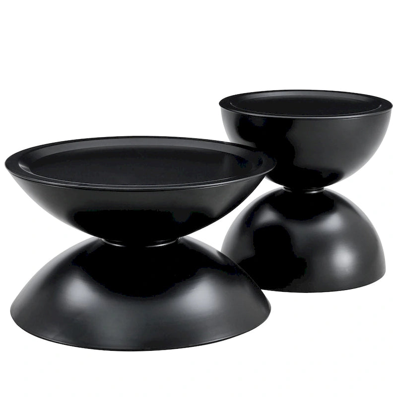 Tables basses rondes de rangement avec structure en métal (lot de 2)