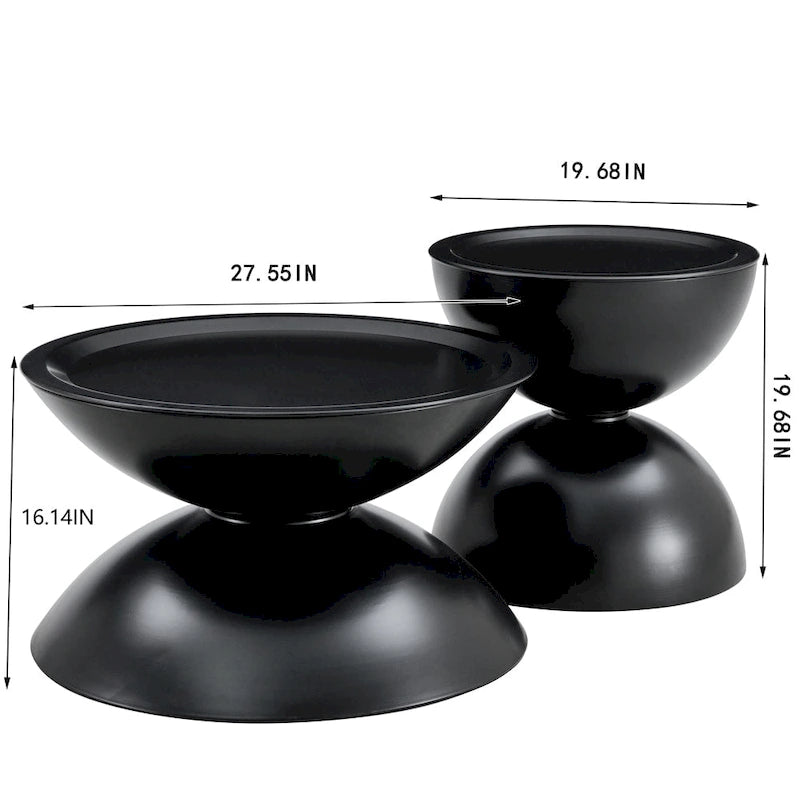 Tables basses rondes de rangement avec structure en métal (lot de 2)