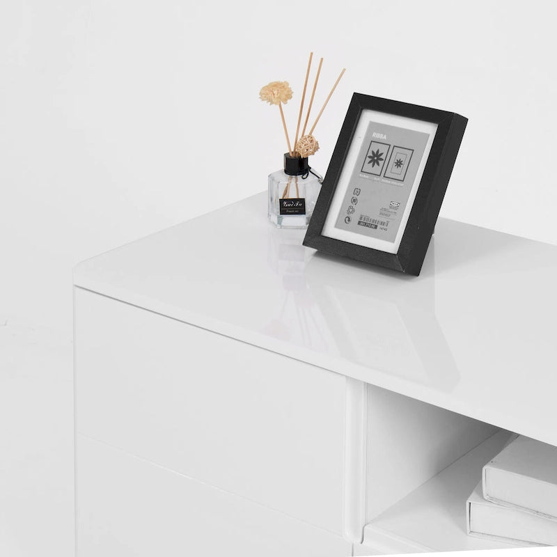 Meuble TV moderne à panneaux brillants, support TV, centre de divertissement avec étagères de rangement, meuble TV pour salon, chambre