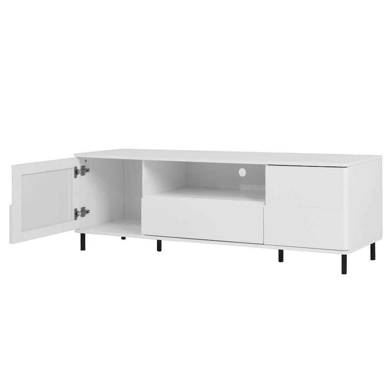 Meuble TV moderne à panneaux brillants, support TV, centre de divertissement avec étagères de rangement, meuble TV pour salon, chambre
