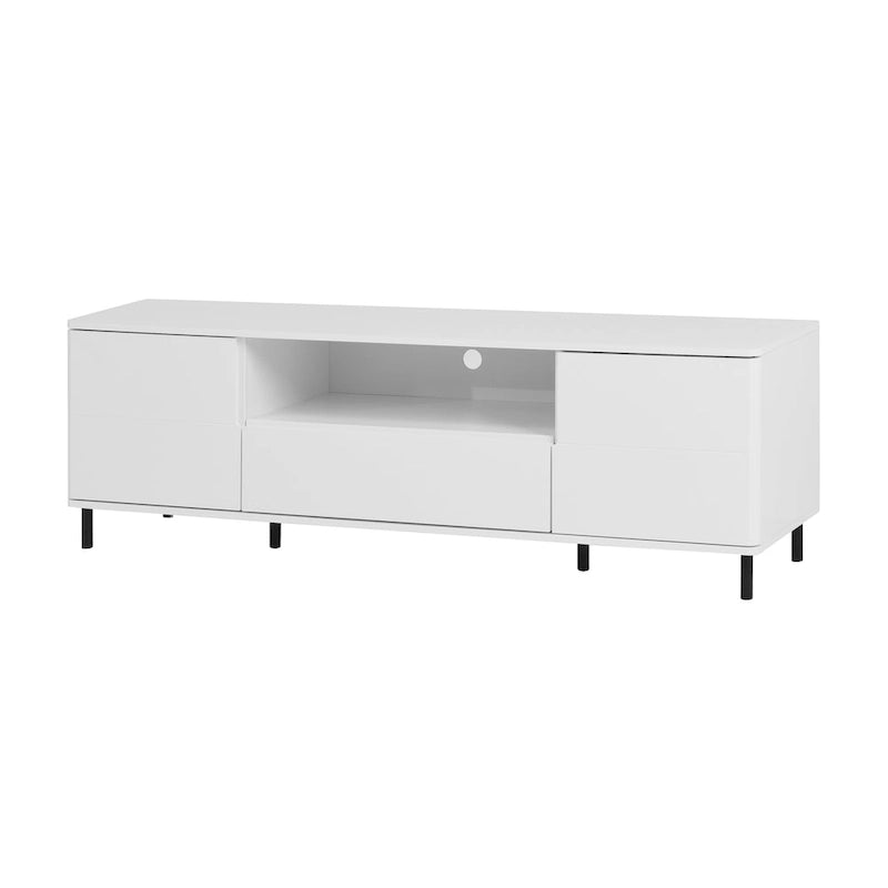 Meuble TV moderne à panneaux brillants, support TV, centre de divertissement avec étagères de rangement, meuble TV pour salon, chambre