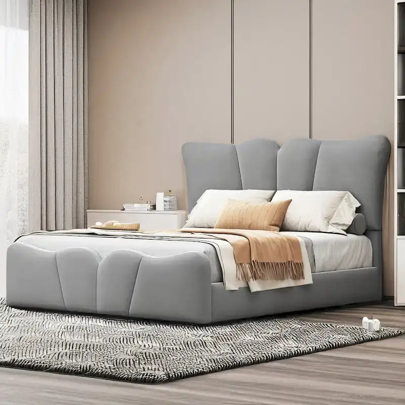 Lit plateforme rembourré pleine grandeur