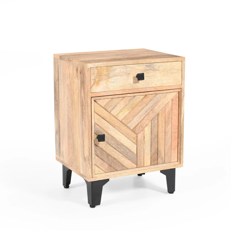 Christopher Knight Home - Table de chevet Harper en bois massif, finition naturelle, fabriquée à la main, avec tiroir