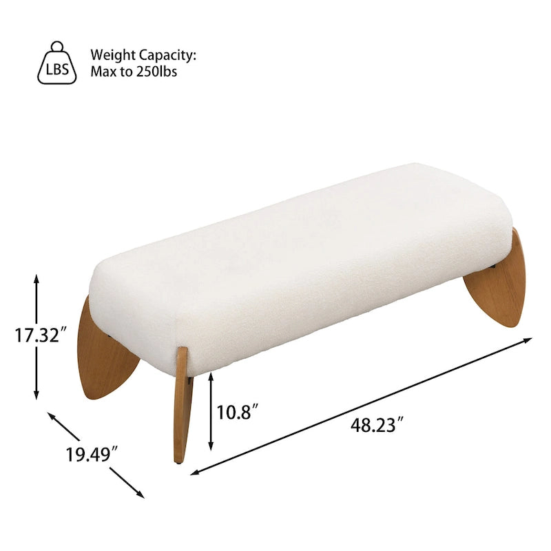Christopher Knight Home - Banc ottoman Clara en boucle blanche - 122 cm L x 50 cm P x 43 cm H