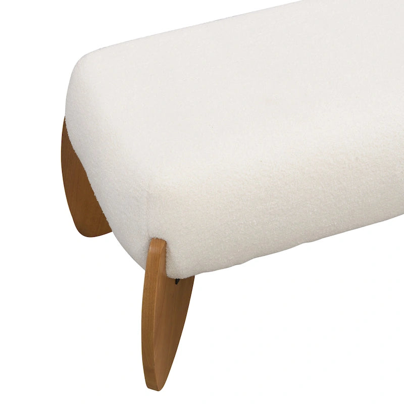 Christopher Knight Home - Banc ottoman Clara en boucle blanche - 122 cm L x 50 cm P x 43 cm H