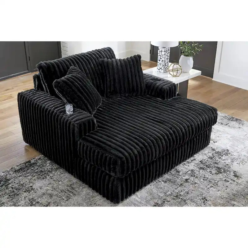 Chaise longue surdimensionnée Midnight-Madness noire, signée Ashley (Signature Design by Ashley) - 162,5 cm (L) x 172,5 cm (P) x 104 cm (H)